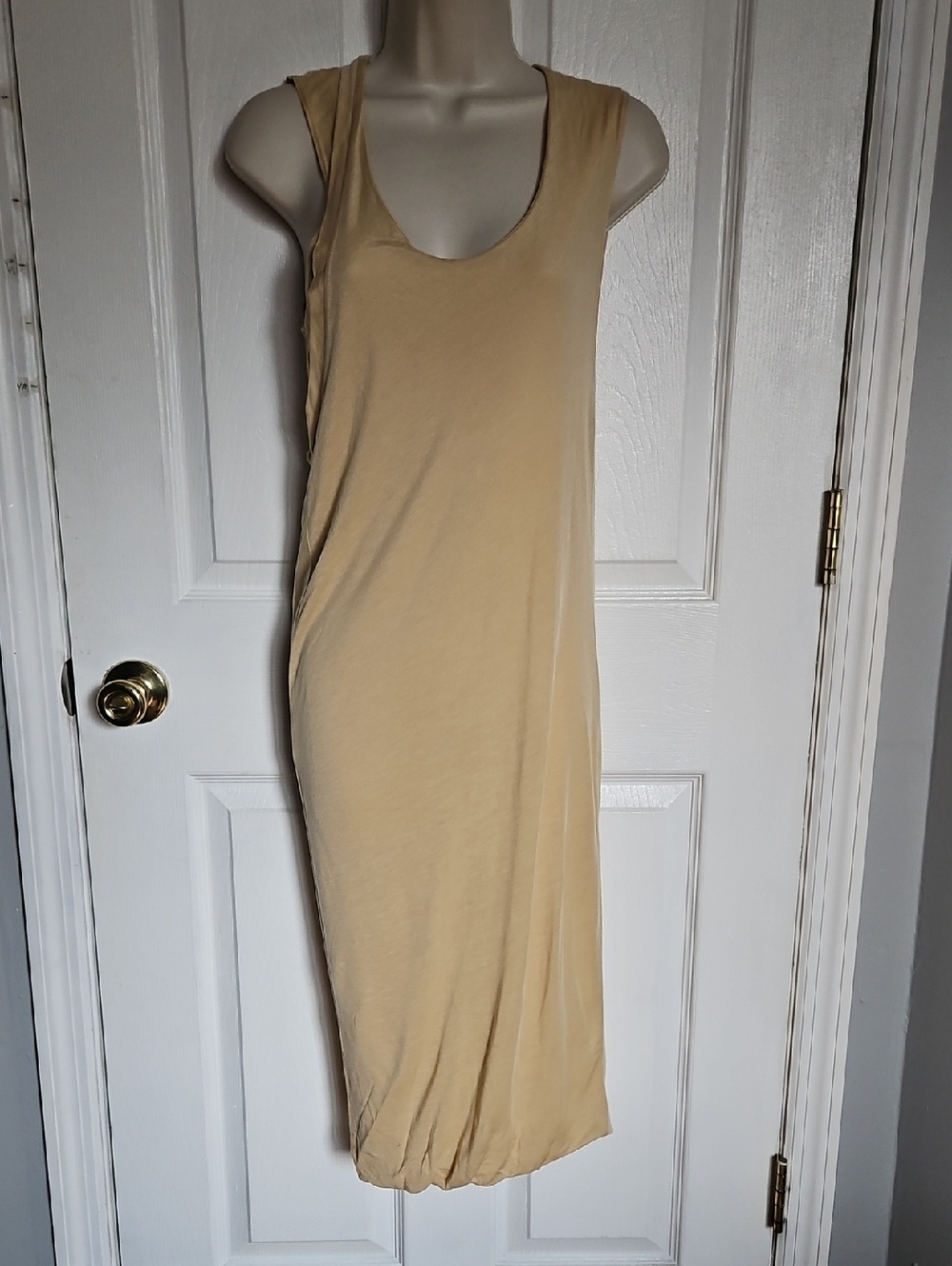 NWT INTERMIX John Elliott Sleeveless TWIST muscle  Midi Dress in Sand